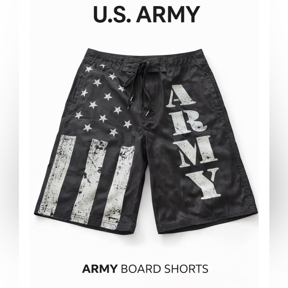 U.S. Army Black and White Board Shorts